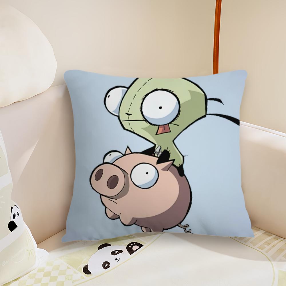 Cartoon Invader Zim Gir Cushion Cover Plush Fabric Soft Double Sided Print Sofa Cushion Cover Throw Pillow Covers