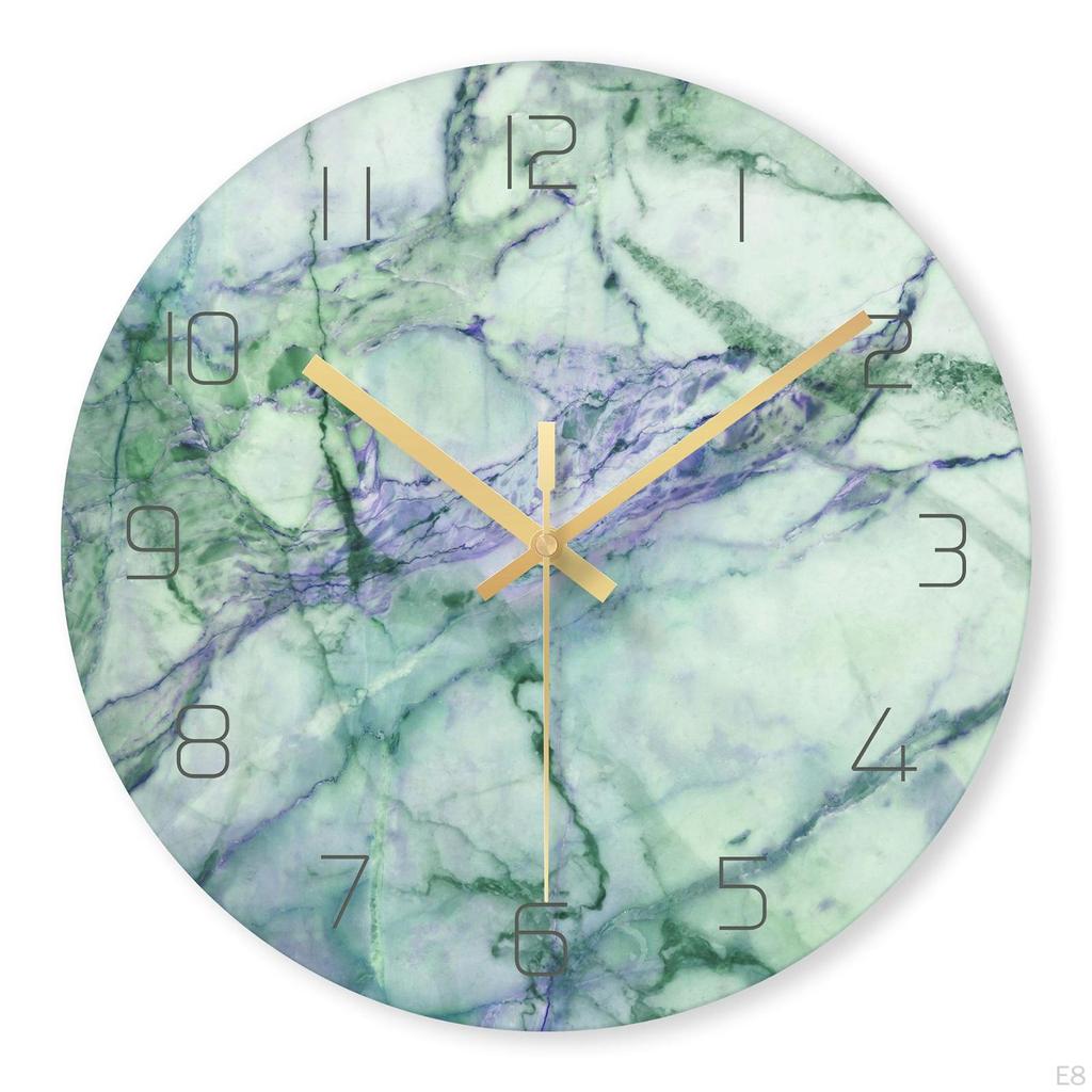 12 in Moderne leise Quarz-Wanduhr Nicht tickende Glasmarmorierung