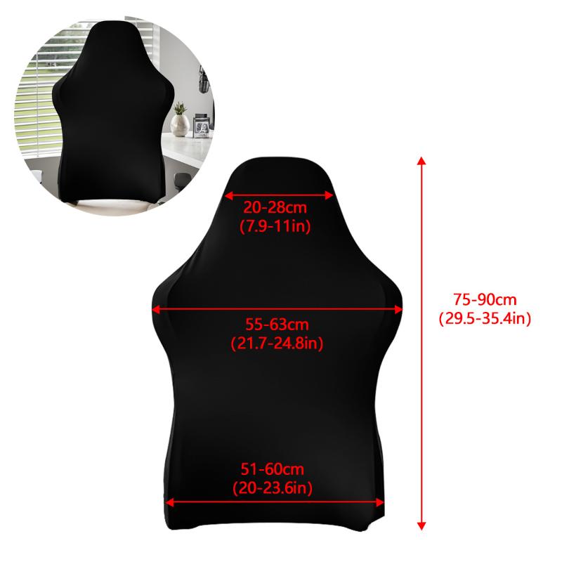 

Universal Gaming Chair Cover Elastic Computer Seat Protector Dustproof Polyester Black Simple Style For Home Office