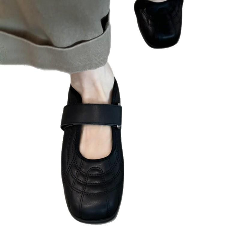 Sheepskin version~ 2025 new Korean version Velcro flat Mary Jane women's fashion versatile sports style ballet shoes