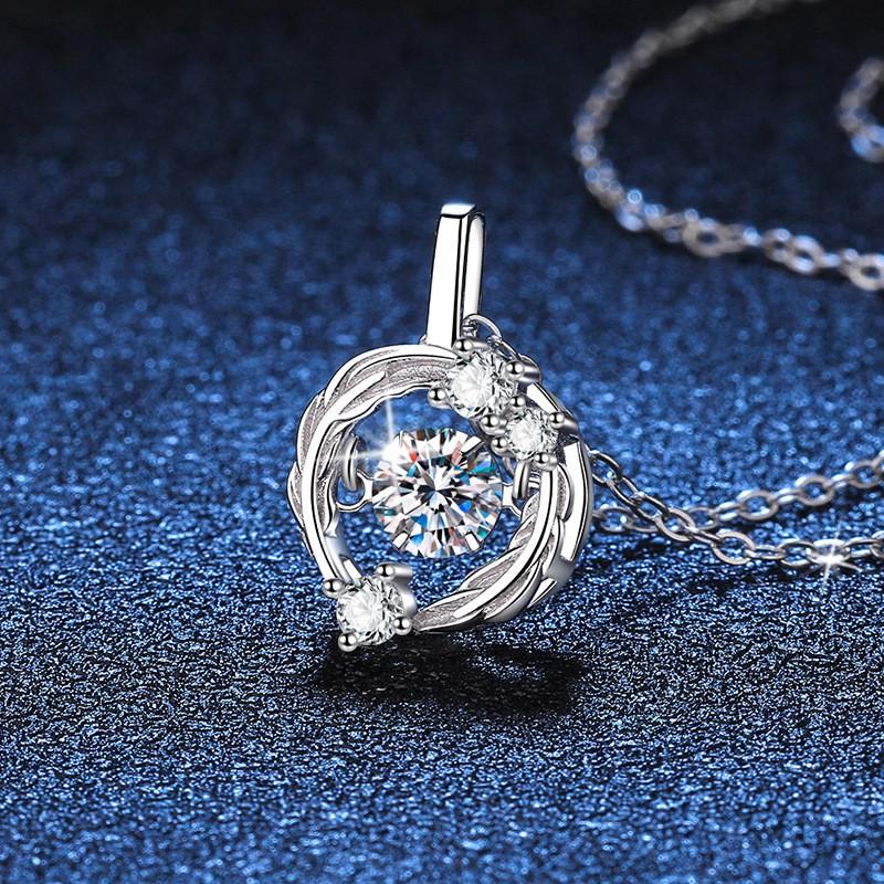Moissanite Feather Necklace D Color Pendant Lightweight Jewelry Women