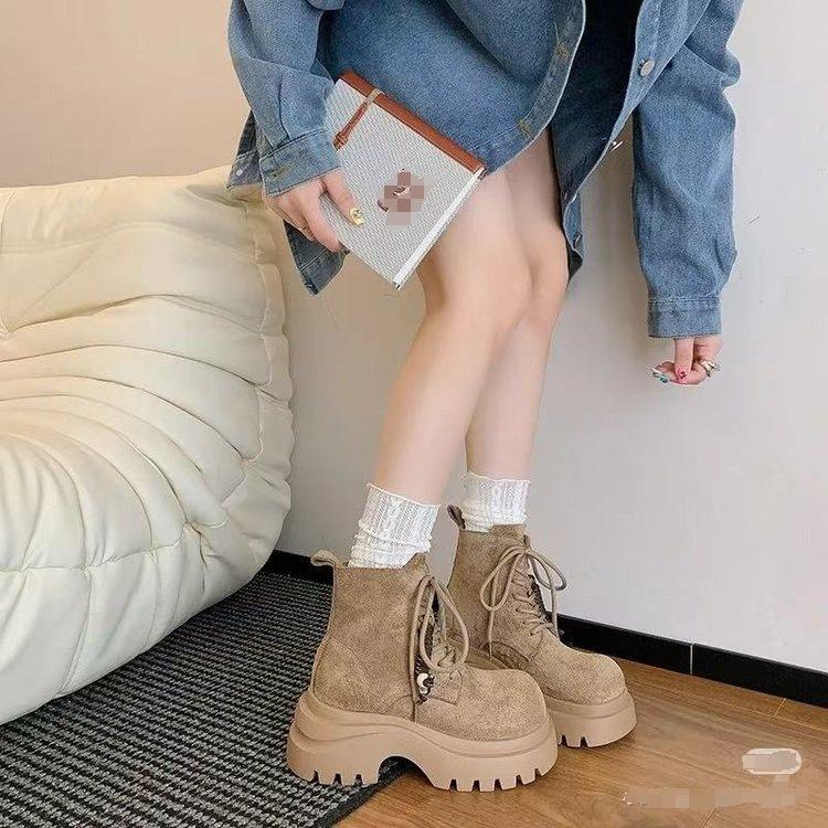 Martin Boots Damen 2025 Herbst neue kurze Stiefel Präriestiefel Western-Cowboystiefel kleine dicksohlige große gelbe Stiefel