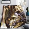 1Pc Cartoon Print Flannel Blanket, High Quality Comfortable for All Seasons, Home Decor, Warmth and Comfort, Perfect for Christmas Birthday Gift