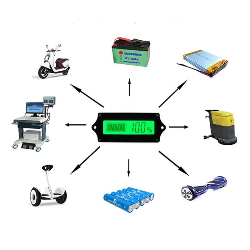 12V 24V 36V 48V Battery Charge Level Indicator LCD Digital Display Voltmeter Tester Lead Acid Lithium Batteries Capacity Monitor