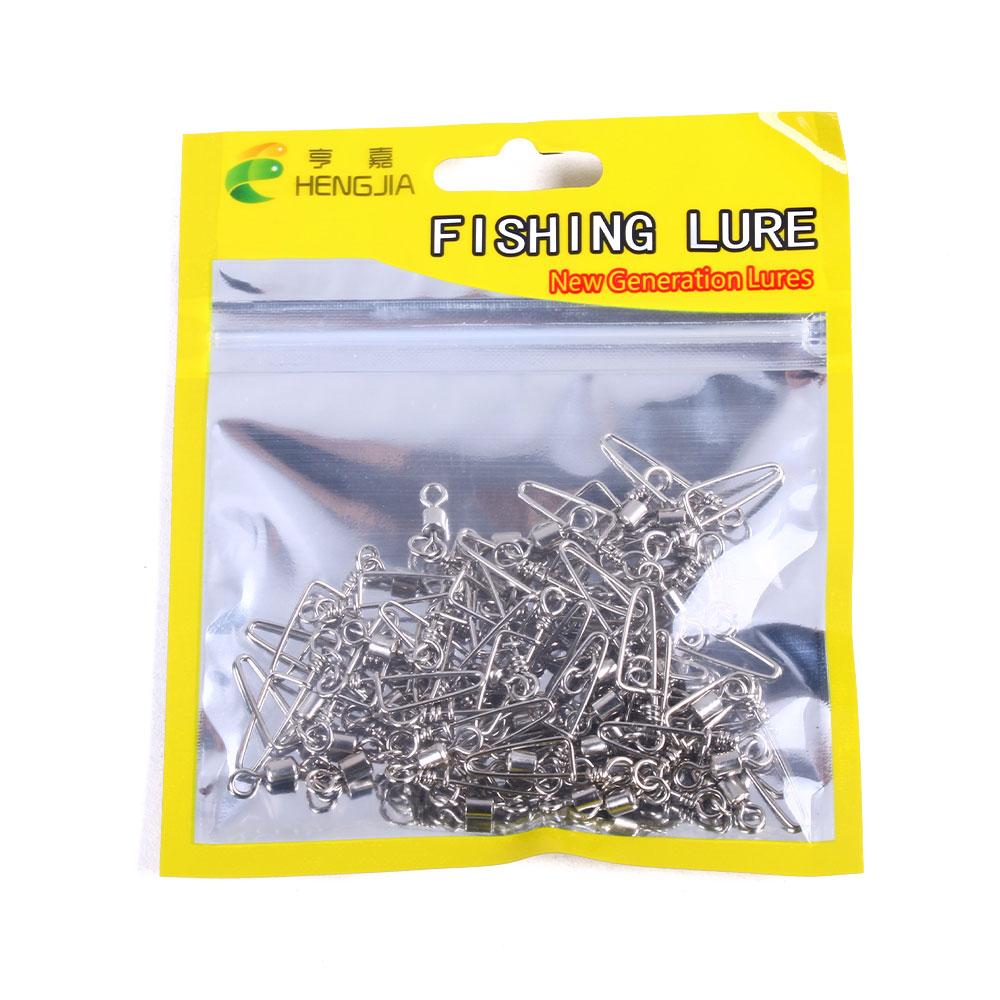 50pcs/ Stainless Steel Fishing Connector 8-word ring connector Rolling Snap Swivels Fishing Tackle Lure Tool