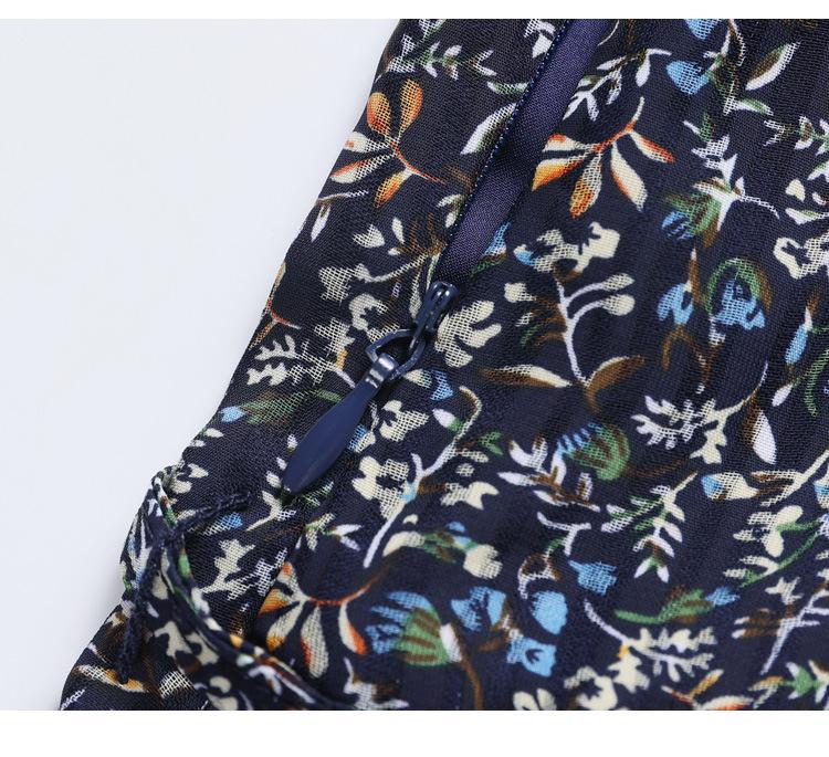 New Autumn Slim Floral Chiffon Dress for Women - Fashionable & Elegant Mid-Length Style