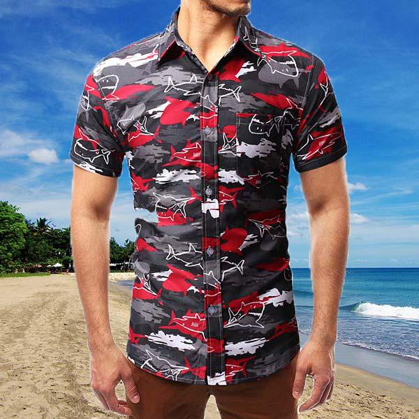 Buy Men's Summer Shortsleeved Shirt Casual Printing Beach Shirt at