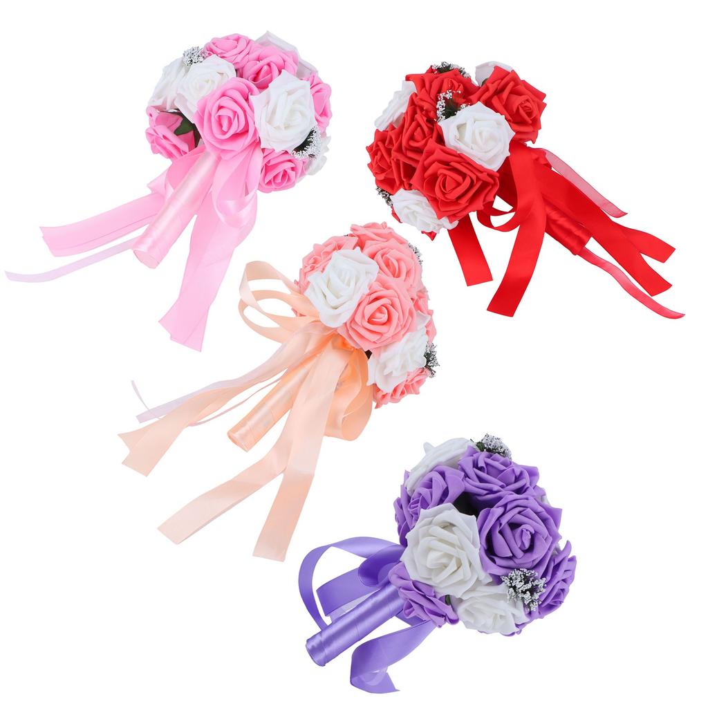 Bridal Bouquet PE Artificial Flowers Bunch for Wedding Stage Office Home Decoration