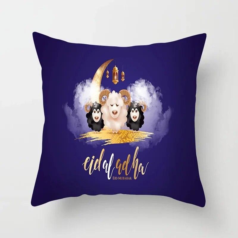 Ramadan Decorative Sheep Pillowcase Eid Mubarak Moon Mosque Cushion Cover Decorative Pillowcase Sofa Living Room Cushion