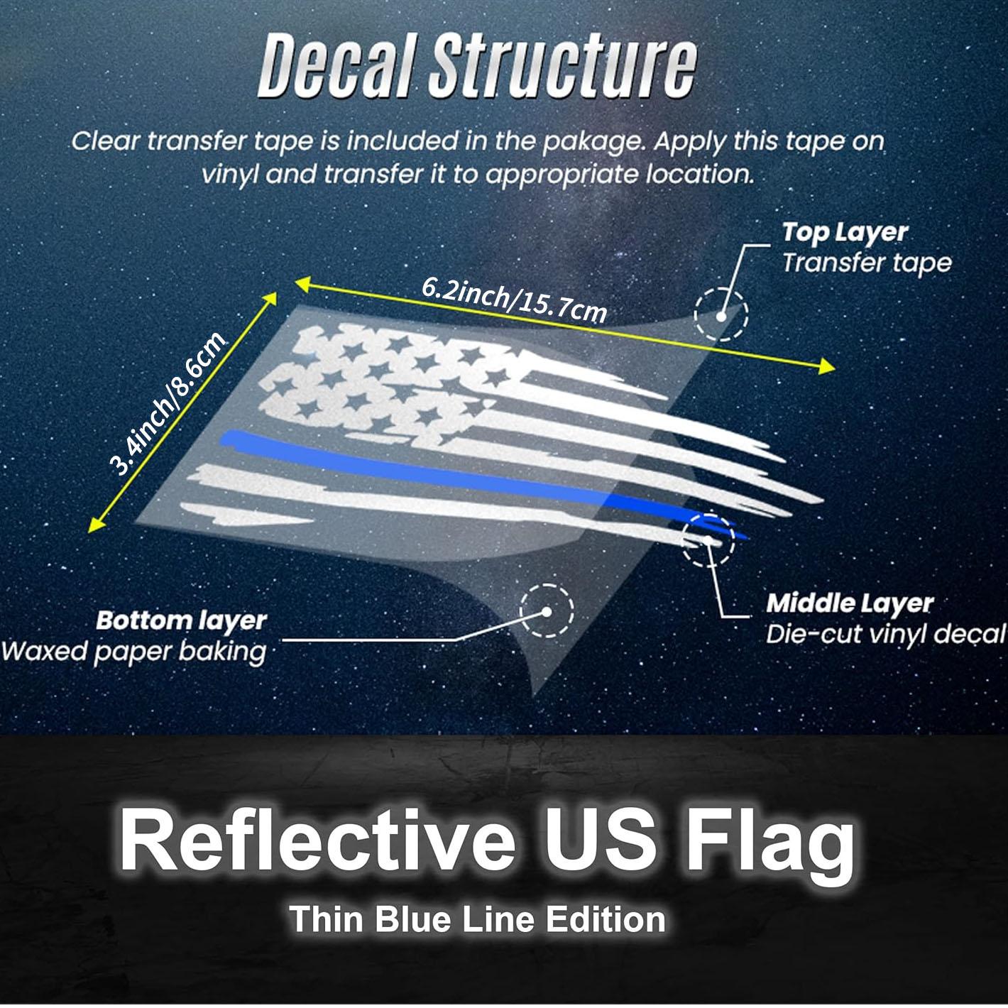 n Flag Decal - Tattered n Flag Sticker for Cars, Trucks & Windows - Patriotic Flag Decal-Distressed Sticker 5.7 Silver Blue