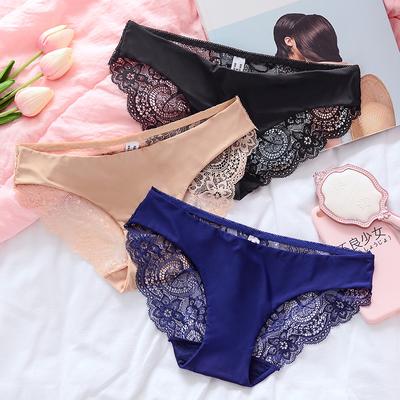 Damen Nahtlose Unterwäsche Leopard Intim Damen Sexy Spitze Schwarz Floral Höschen Nahtloses Höschen 3 Stück/Set