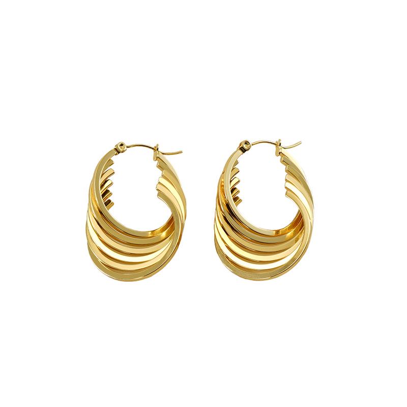 Vintage Geometric Irregular Stainless Steel Twist Hoop Earrings