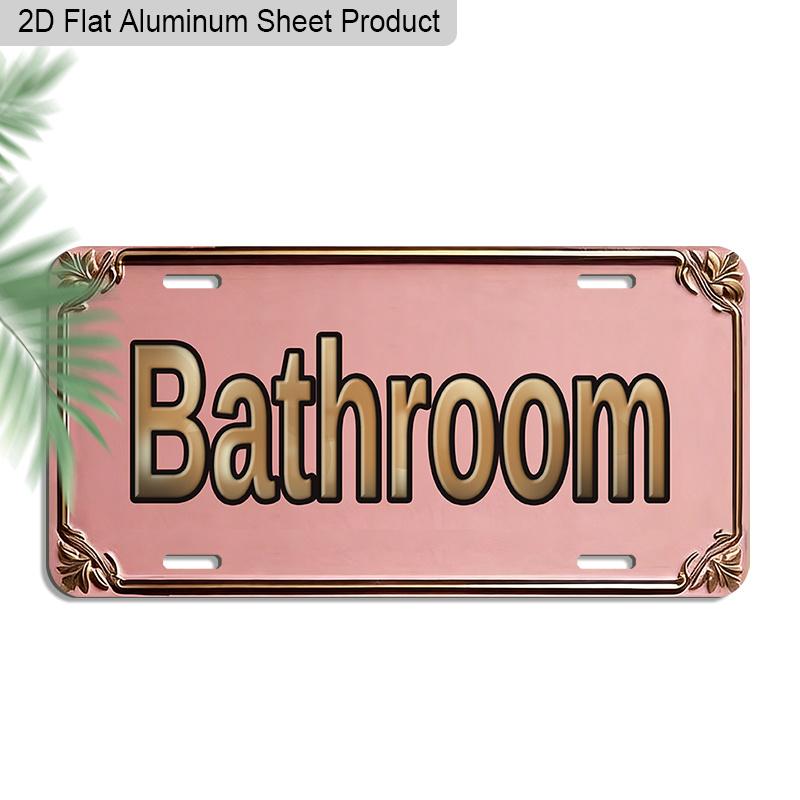 2D Flat 1pc 12''x6'' Retro "BATHROOM" Sign, Elegant Modern Wall Art for Home, Powder Room, Vanity & Farmhouse Decor,Only for Decoration