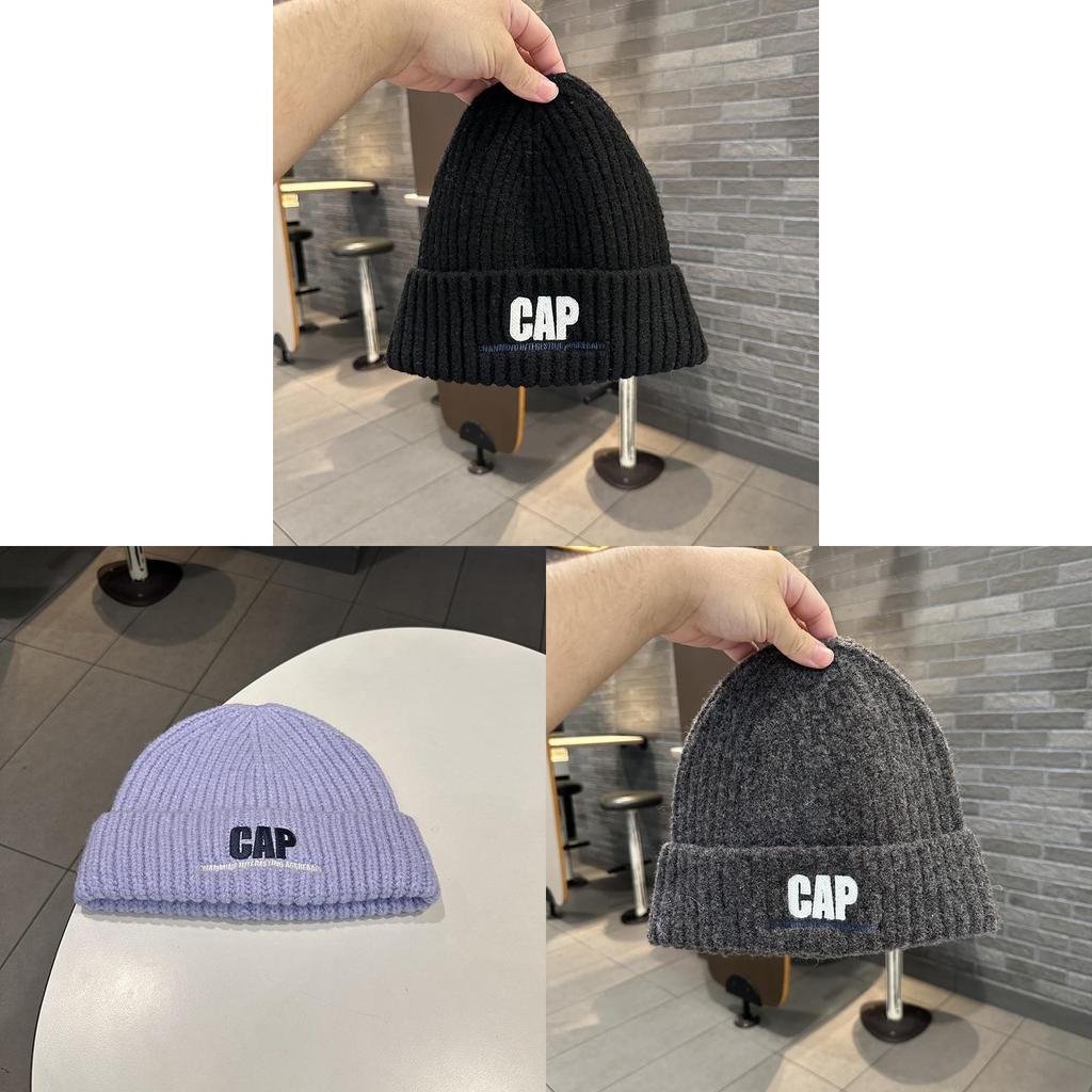 Knitted Hat For Men Women Winter Warmth With Embroidered Letters College Style