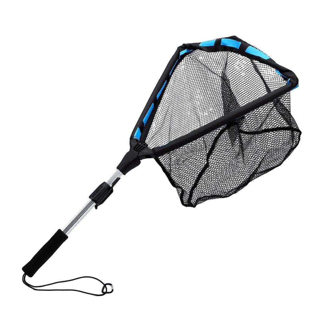Fishing Landing Net Triangular Folding Telescopic Aluminum Handle and EVA Foam Floating Frame With Hook Remover Fish Fishing Tackle