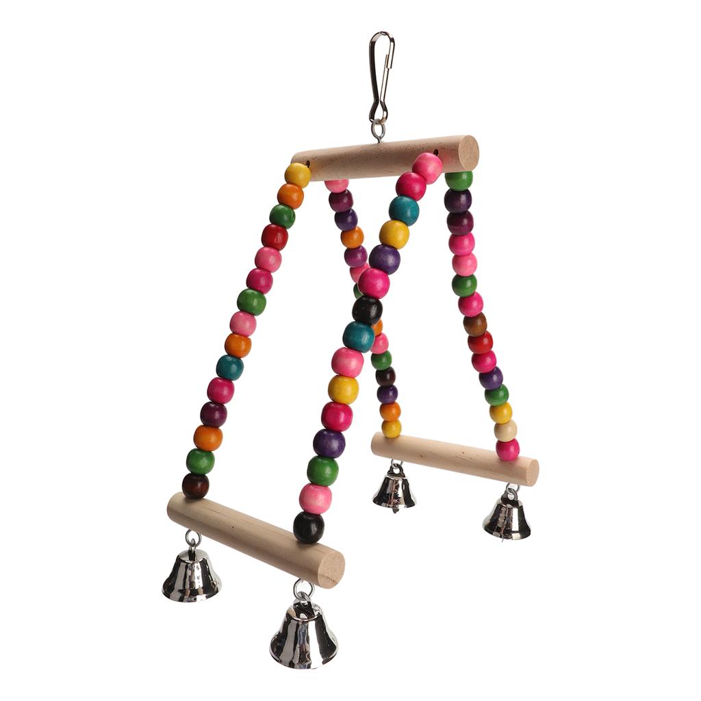 Wooden Beads Bird Swing Toy Colorful Half Circle Bird Swing Perch Cage Toys for Parrots