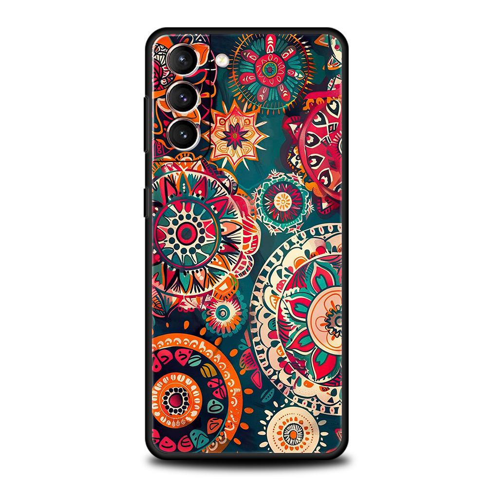 

Indian Pattern Mandala Phone Case Cover for Samsung Galaxy S25 S24 S23 S22 S20 S21 FE Ultra S10 S10E Plus 5G Soft TPU Capas Bags Samsung S25
