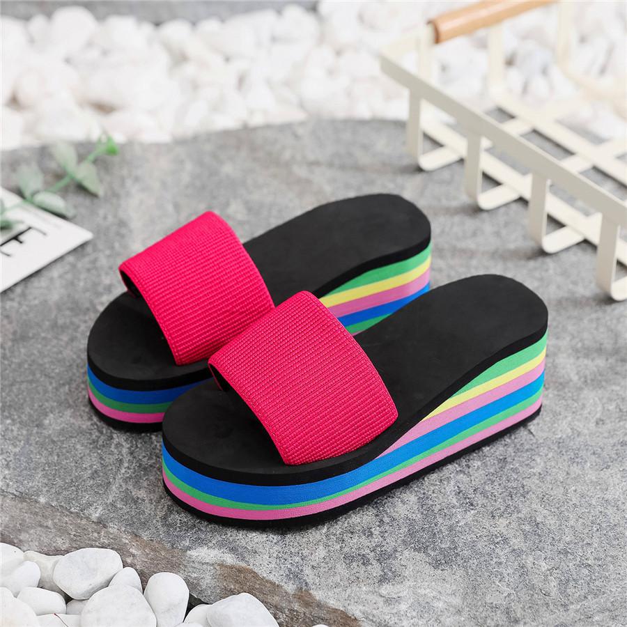 High-heeled Slippers Women's Summer Thick-soled Pinch Toes Women's Cool Slippers Fashion Wear Non-slip Beach Flip-flops Shoes Women's Summer