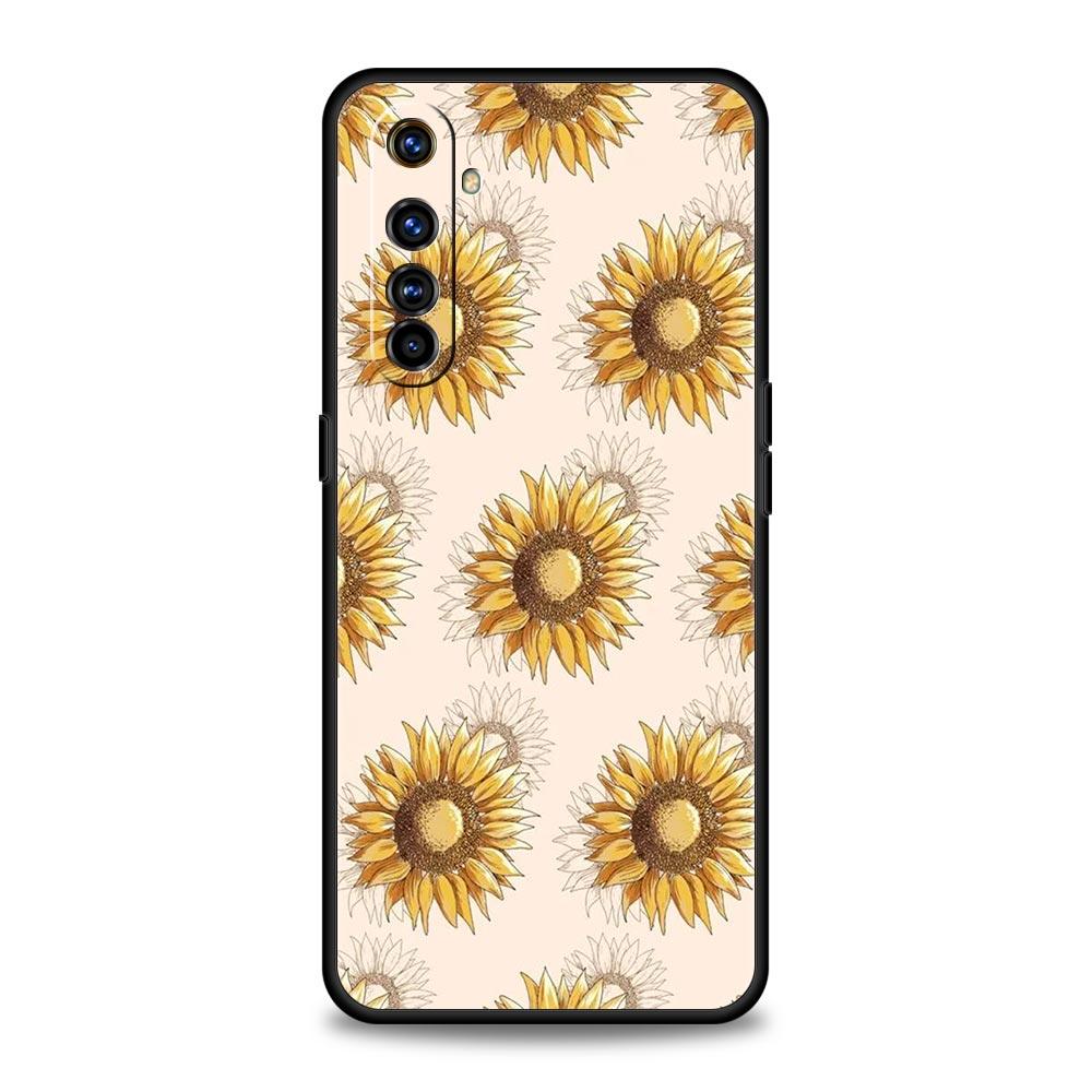 Soft TPU Case For Realme C67 C63 C55 C53 C25 C21 10 11 12 13 GT 2 3 5 Pro Plus 5G Phone Cover Summer Sunflower Floral Flower Bag