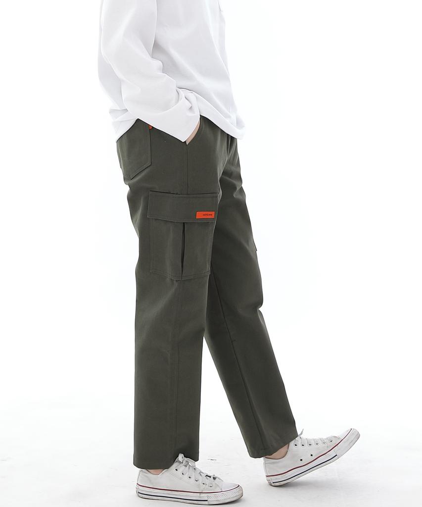 Seinteukeulu Twill Cotton Semi-Wide Cargo Pants Cs-301C Khaki
