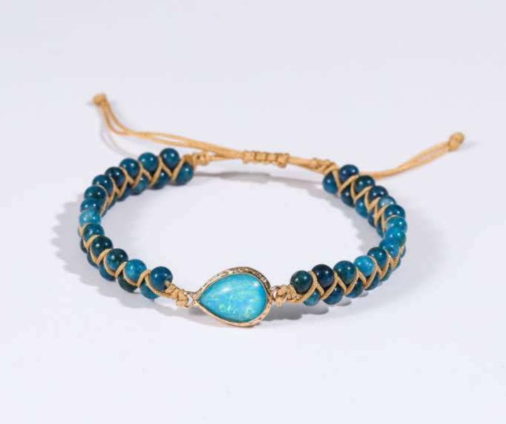 Double row apatite bracelet hand woven adjustable double row bracelet Christmas gift apatite water drop bracelet