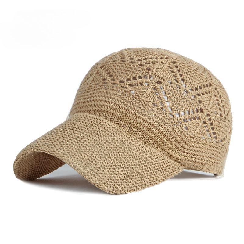 Women's Knit Baseball Cap Breathable Mesh Summer Sun Hat Hollow Out Crochet Cap Outdoor Beach Headwear