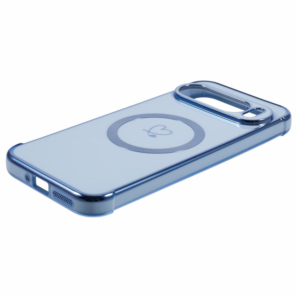 For Google Pixel 9 Pro XL Magnetic Case Electroplated TPU Phone Cover Hollow Love Hearts