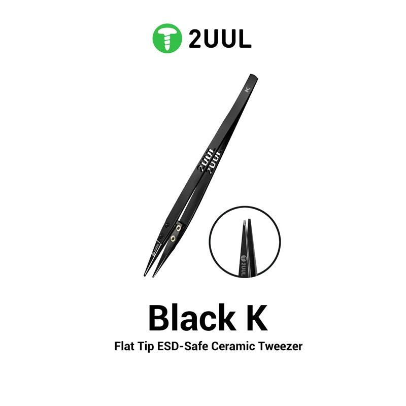 

2UUL TW32 ESD Ceramic Tweezers for Mobile Phone Maintenance High Precision Swift Frame Glue Removal Flat Tips Clamping Tweezers TW32