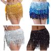Sequins Belly Dance Skirt Tassel Chain Belt Wrap Party Club Indian Latin Hula Dancer Performance Hip Waist Scarf