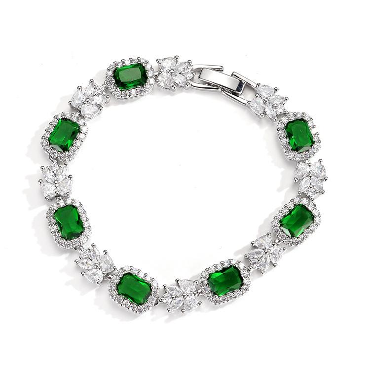 Simulation Emerald Tourmaline Color Treasure Bracelet Female Temperament High-End Hand Jewelry
