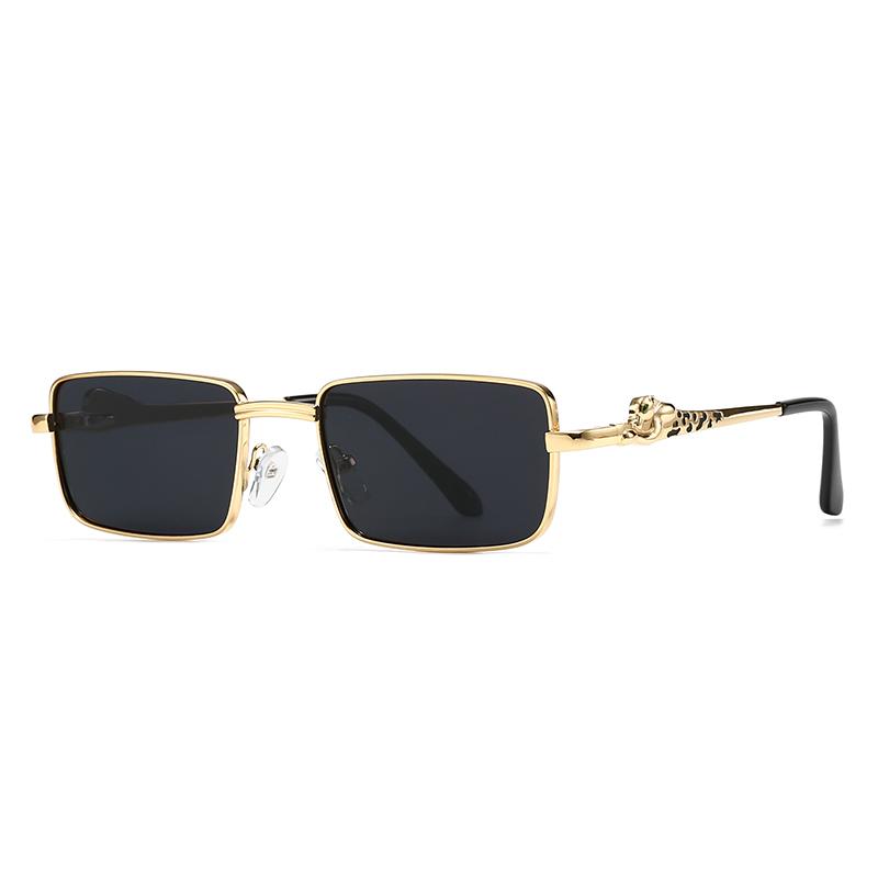 Popular Cross-Border Sunglasses for Men European and American Street Style Instagram Influencer Model Rectangular Metal Sunglasses for Women 1421