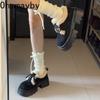 Vintage Women Fur Lining Pumps Shoes Comfrot Short Plush Lace Up Snow Shoes College Style Dress Thick Sole Mary Jane Shoes