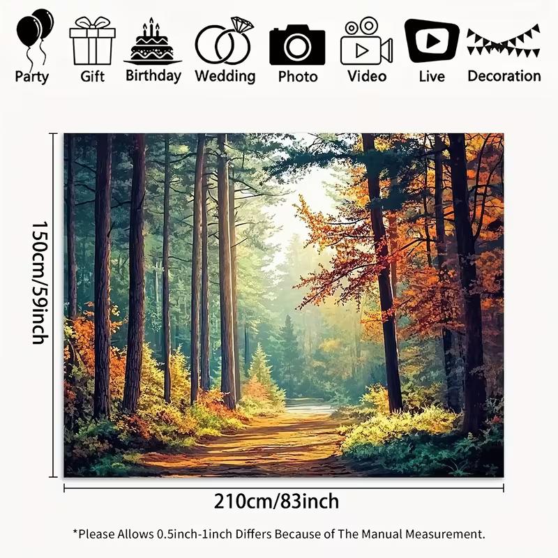 2D Nature Scenic Backdrop, Autumn Forest & Sunlit Path Party & Live Background