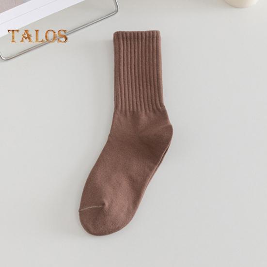 5 Pairs Women Socks Mid-tube No Odor Thick Warm Solid Color High Elasticity Anti-slip Sweat-absorption Anti-shrink Sports Winter Socks