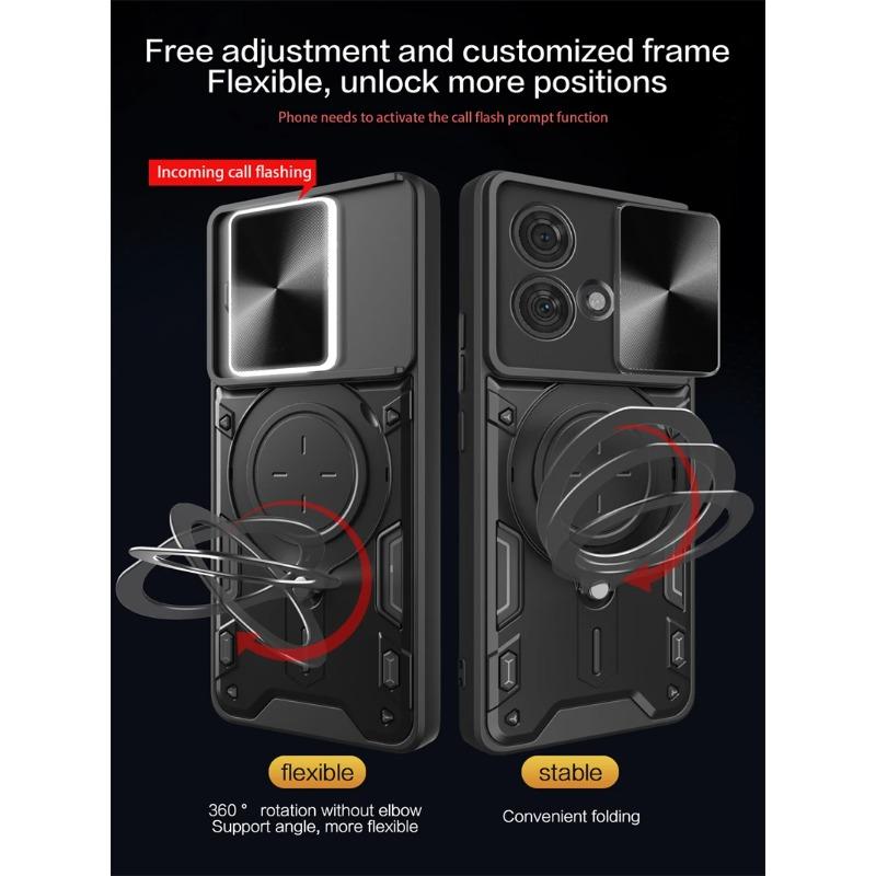 For Motorola Edge 40 Neo Case Slide Camera Lron Ring Protection Stands Kickstand Phone Case For Moto Edge 40 Neo 5G Back Cover