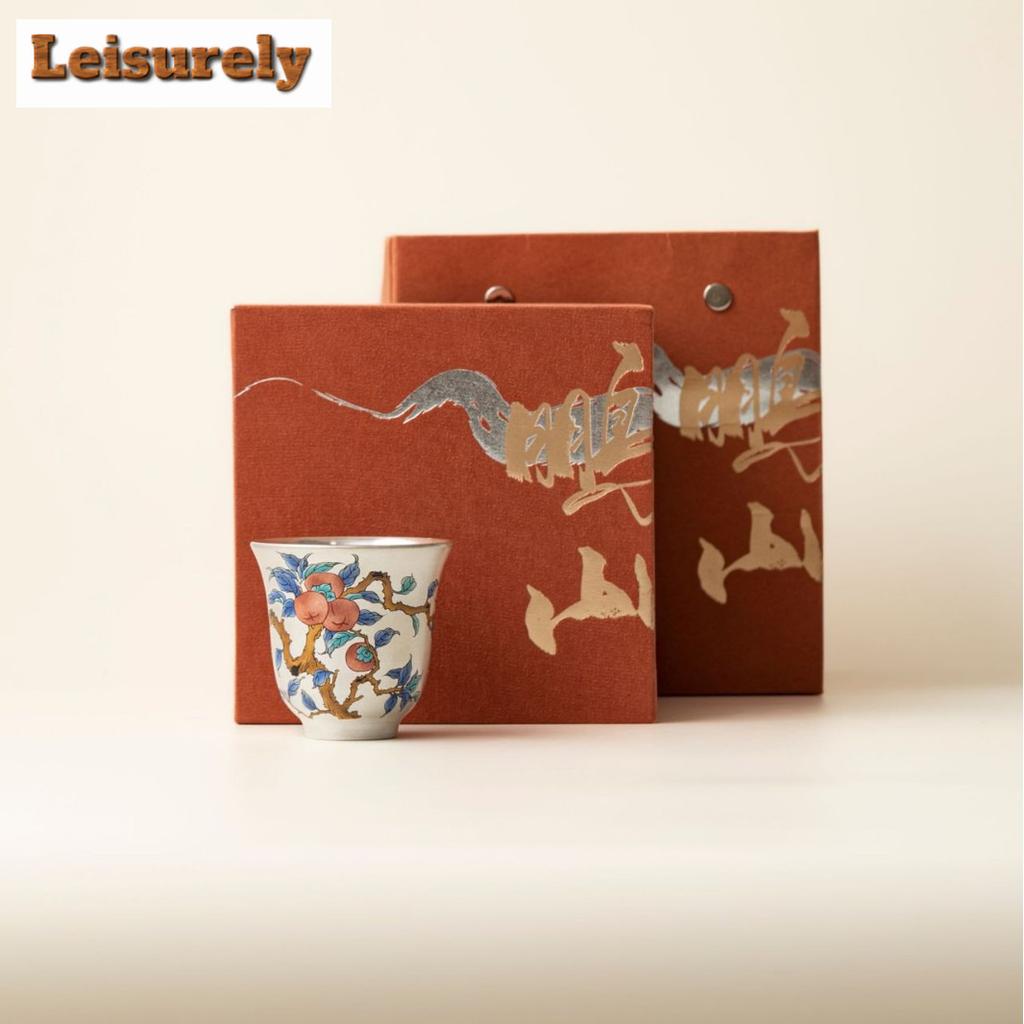 50ml Vergoldet Silber Kaki Ruyi Teetasse Retro Teeschale Wasserkrug Teeverkostungs-Meditationsbecher Chazhan Meistertassen Chinesisches Teeset