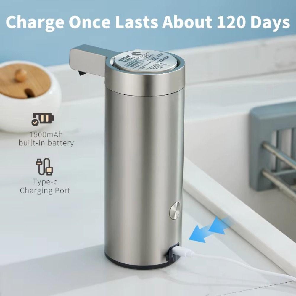 Induction Sensor Automatic Hand Soap Dispenser 304 Stainless Steel Smart Liquid Soap Jar  Shampoo