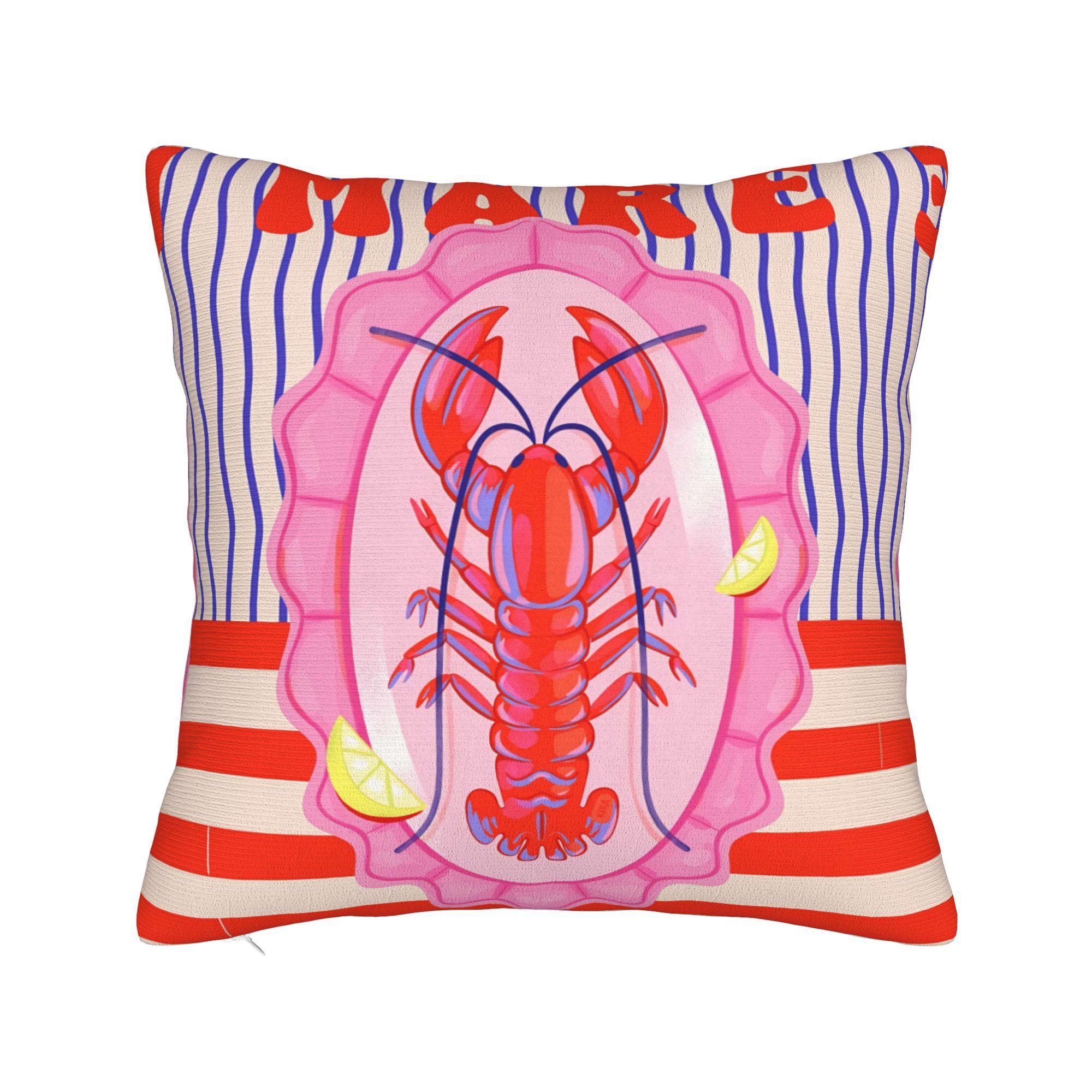 Helenal Unisex Tasty Lobster Print Decorative Throw Pillow Cover - Cushion Case For Sofa & Home Decor