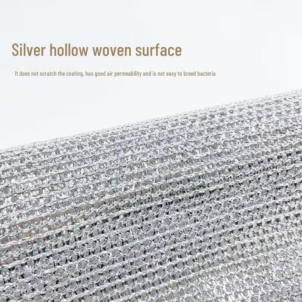 Silver Double-Sided Steel Wool Dishcloth - Non-Stick, Oil-Resistant Scouring Pad for Kitchen Cleaning