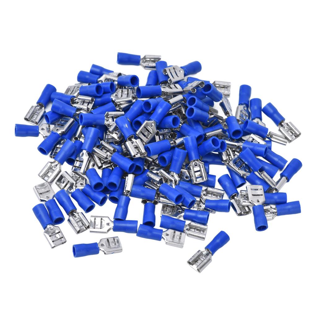 100PCS FDD2250 Spade Connector Conductivity Female Spade Connector with Insulating Shell for 1.52.5mm Cable(Blue )