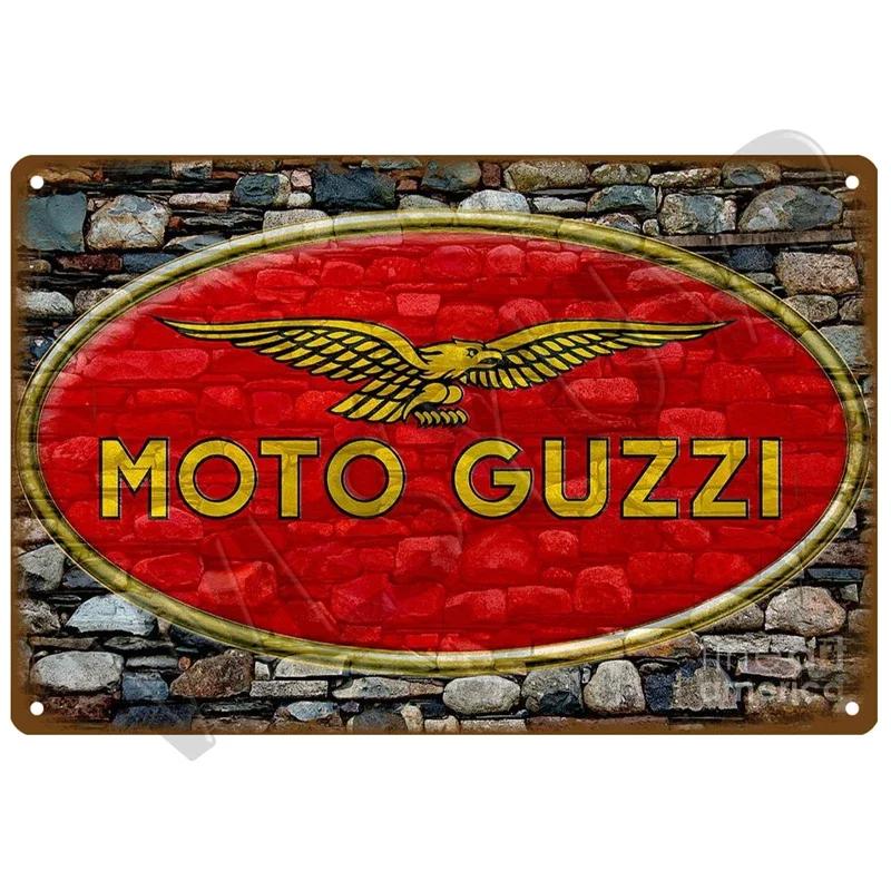 Moto Guzzi Gammal Man Plakett Metall Vintage Tennskylt Shabby Chic Dekor Metallskyltar Vintage Barinredning Metallaffisch Metallplatta