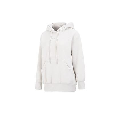 Solid Color Sports Casual Hooded Sherpa Fleece Long Sleeve Sweatshirt Women Tops White DQ6841-072