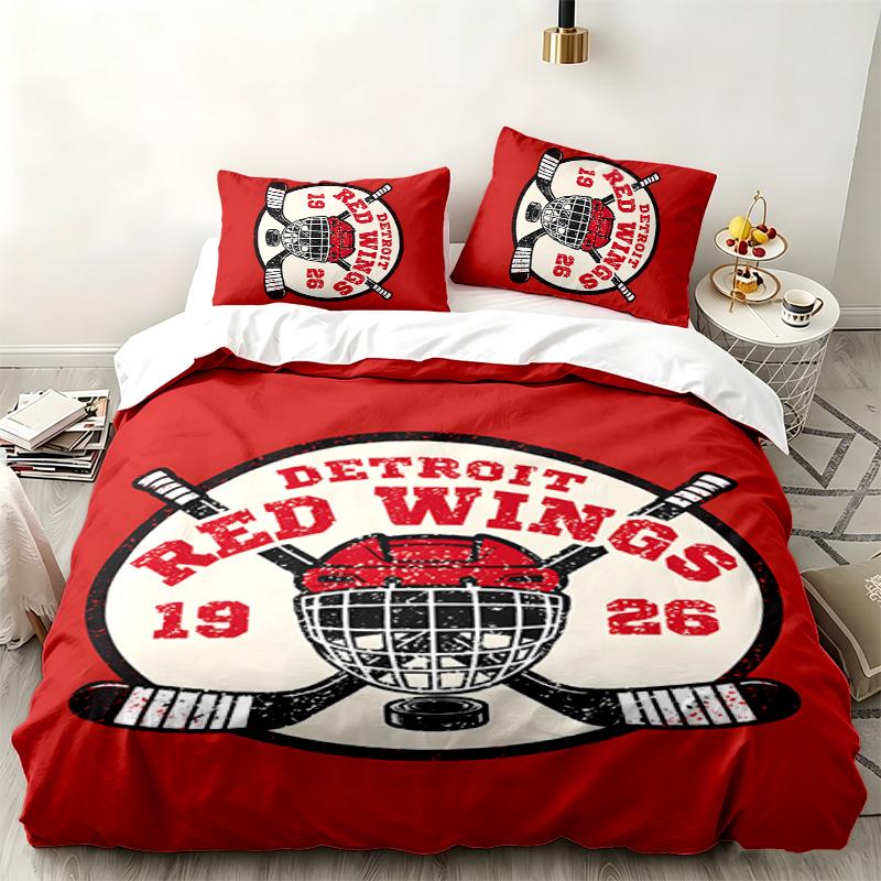 Detroit Red Wings 3pc Set Perfect for Bedroom Use Comfortable Bedding Set Includes a Duvet Cover and Two Pillowcases Ideal Birthday or Christmas Gift