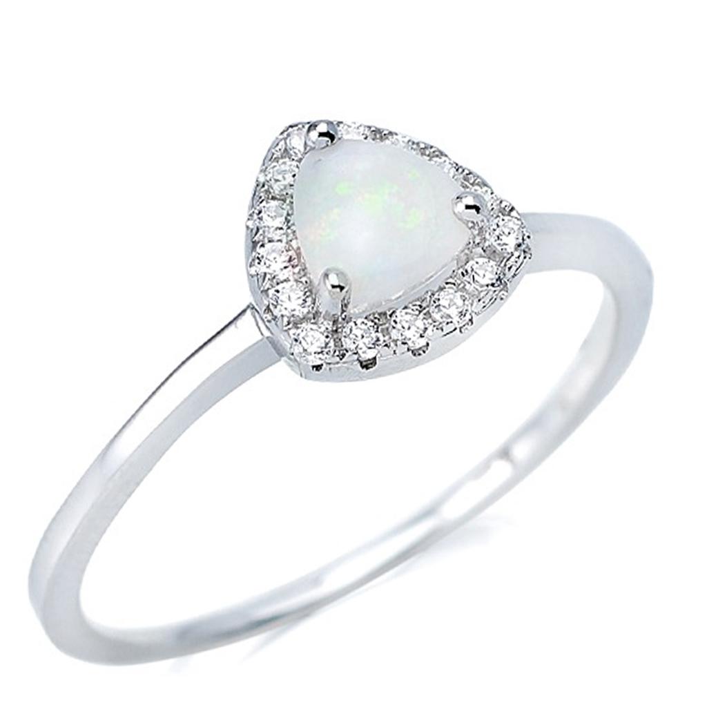 Anello in argento artigianale 'Dea Opale' Argento bianco (rodio) - 8x8 mm