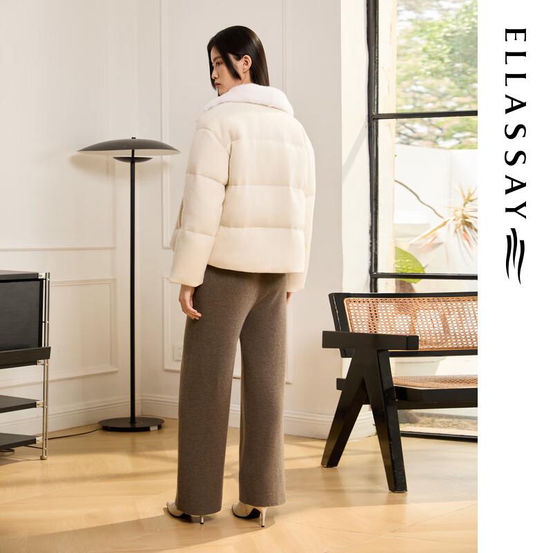 ELLASSAY Women's Plush Collar Short Goose Down Puffer Jacket