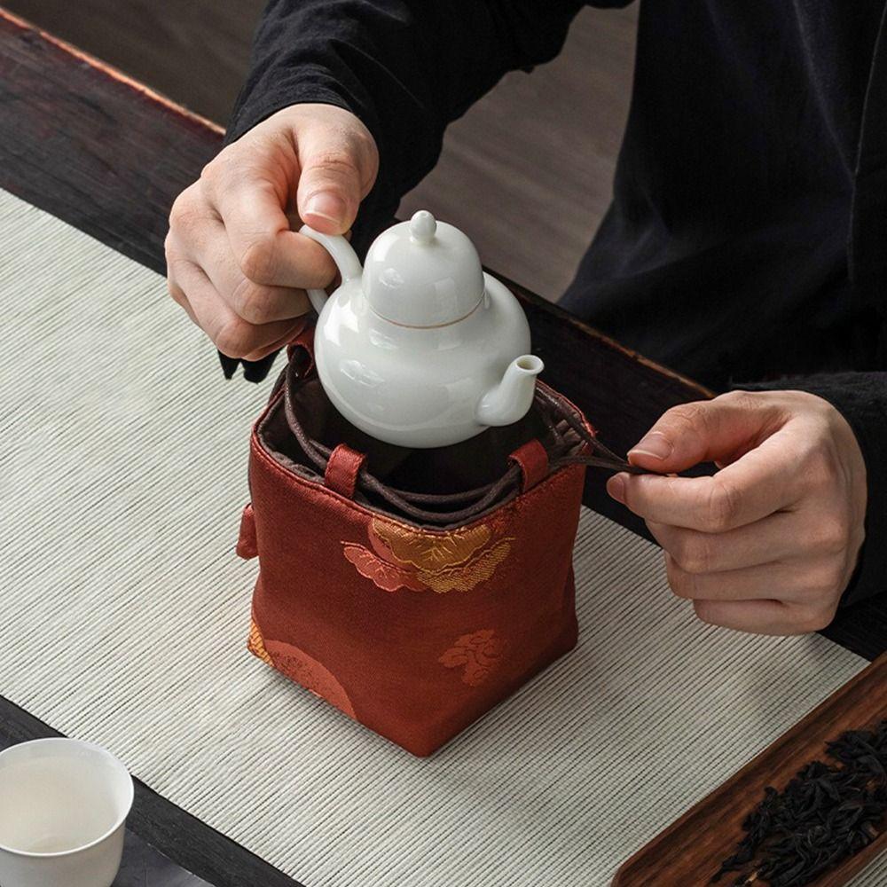 Embroidered Chinese Style Bag Thickened Teapot Storage Bag Tea Cozy Chinese Tea Culture