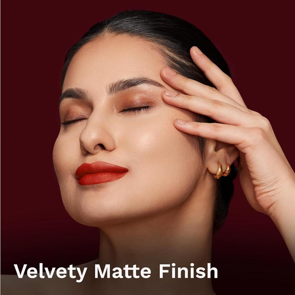 Pilgrim Matte Bullet Lipstick 4.2g Pack of 1 Intense Red Long-Lasting Smudgeproof Lip Colour