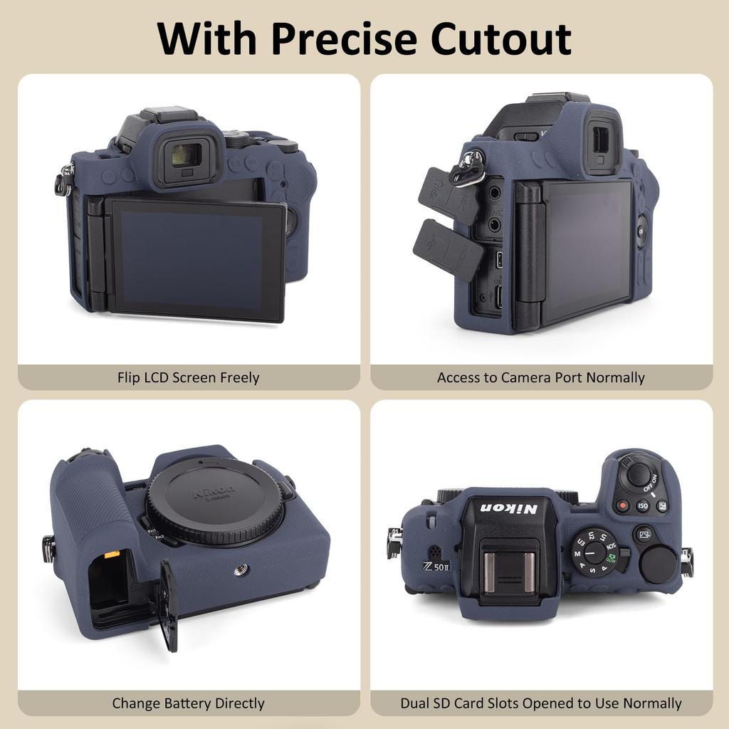 kinokoo Z50ii Nikon Z50ii Silicone Case for Nikon Z50 II Digital Soft Silicone Cover with Hand Grip Design Case, Camera, - Non-Slip &