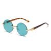 Fashion Classic Rimless Sunglasses Women Men Crystal Dark Green Lens Sun Glasses Retro Round Glasses Outdoor Driving Eyeglasses