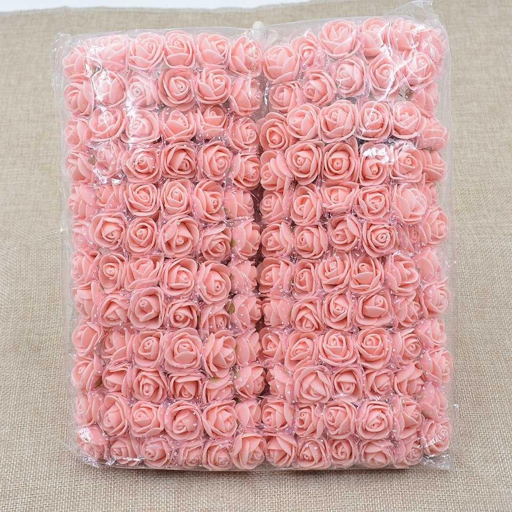 72 buc/lot Flori de trandafir PE Dantelă Flori din spumă Buchet de flori Culoare solidă DIY Coroană Artizanat Flori artificiale JM08 CLE